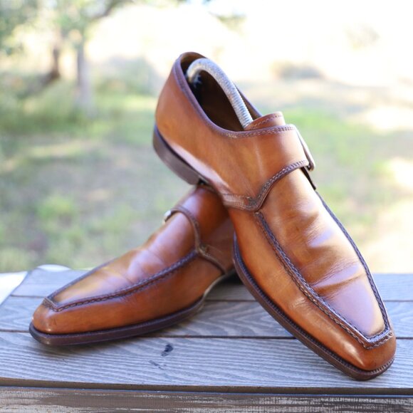 StefanoBi 9.5 Italian Brown Monkstrap Mens Dress Shoes main image 8
